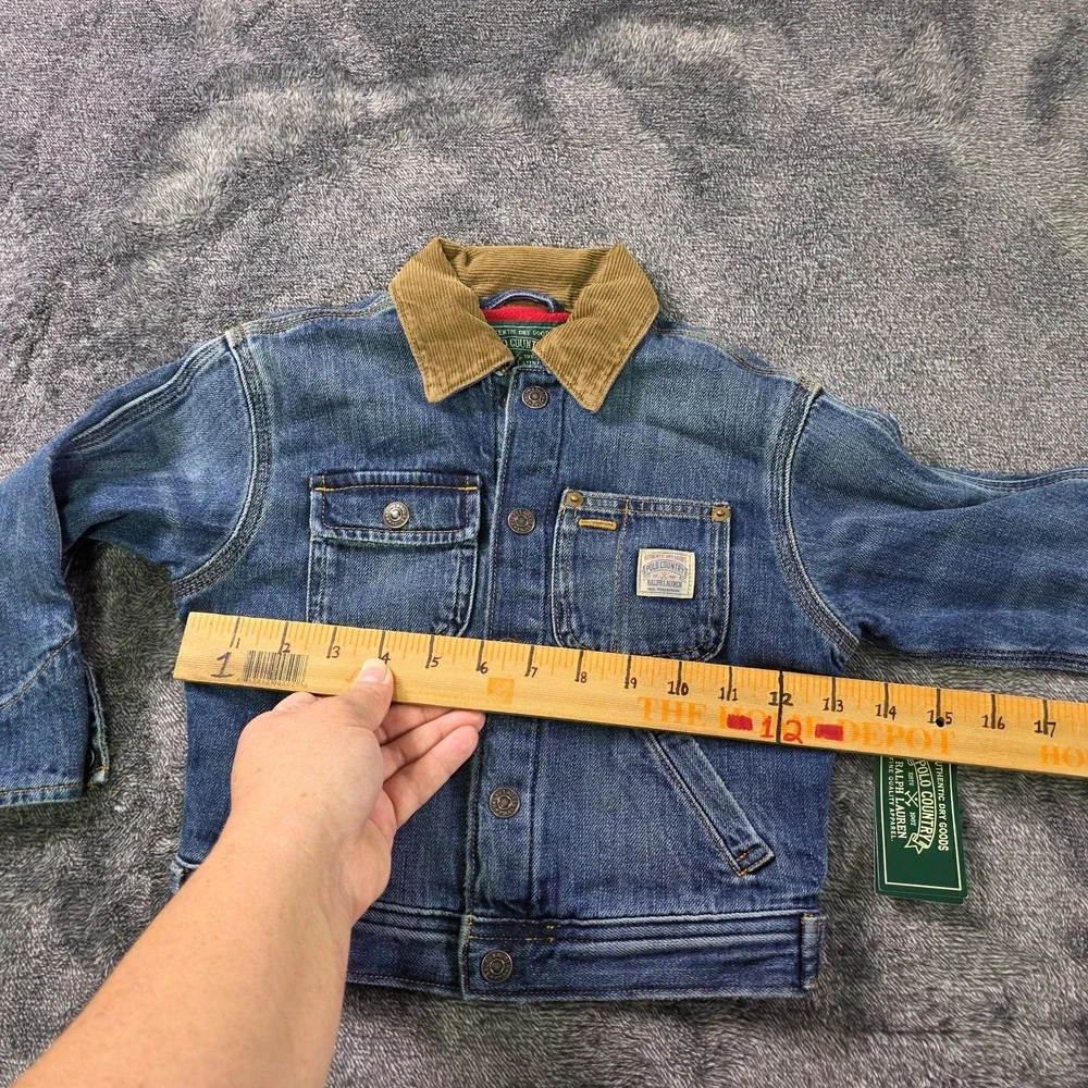 Ralph Lauren Polo Country Corduroy Collar Denim Jacket Kids Size 2 Unisex